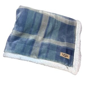 Ugg Pillow Shams Sherpa Set of 2 Blue Grey Plaid Standard Soft Velour